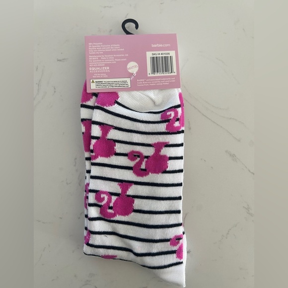 Mattel Barbie Striped Crew Socks, Unisex, Size 9-13- NWT - Picture 3 of 4